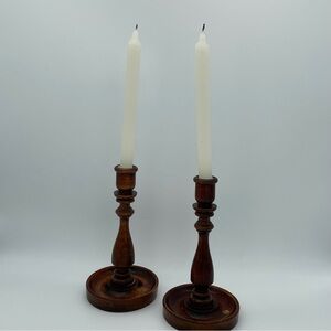 Pair of Midcentury Wood Candlesticks